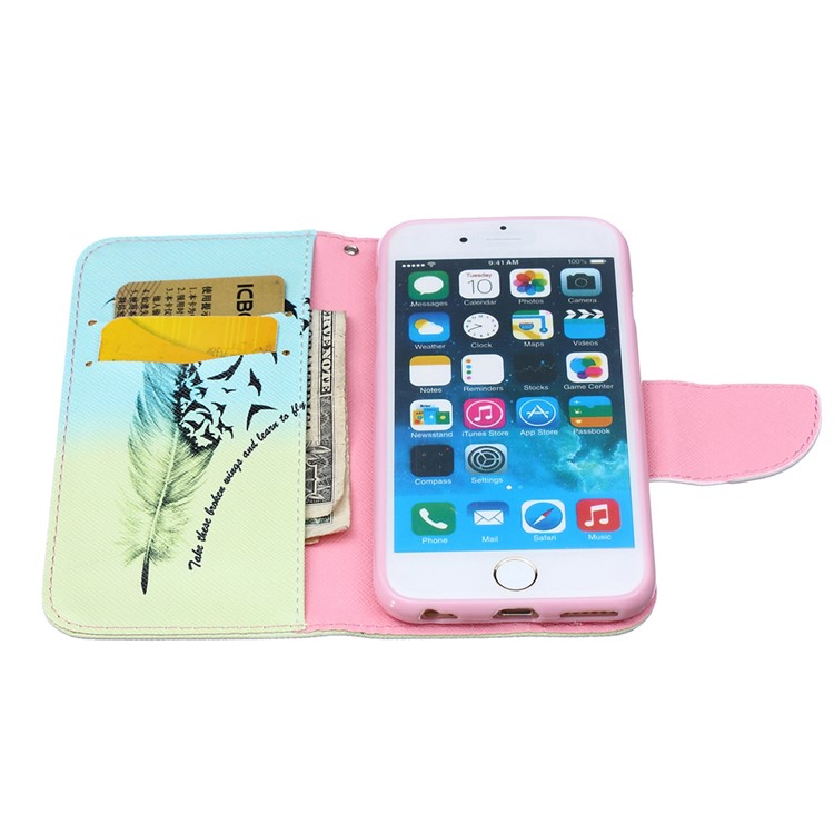Patterned Leder Geldbörse Flip Gehäuse für iPhone 6s / 6 4.7 - Quill Pen und Zitat-3