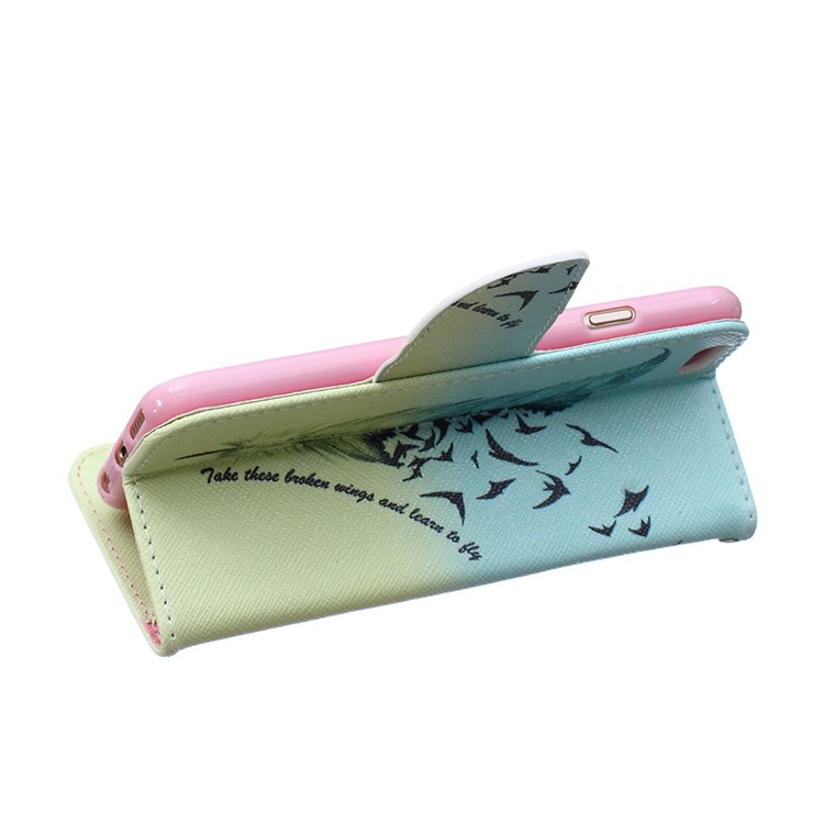 Patterned Leder Geldbörse Flip Gehäuse für iPhone 6s / 6 4.7 - Quill Pen und Zitat-6
