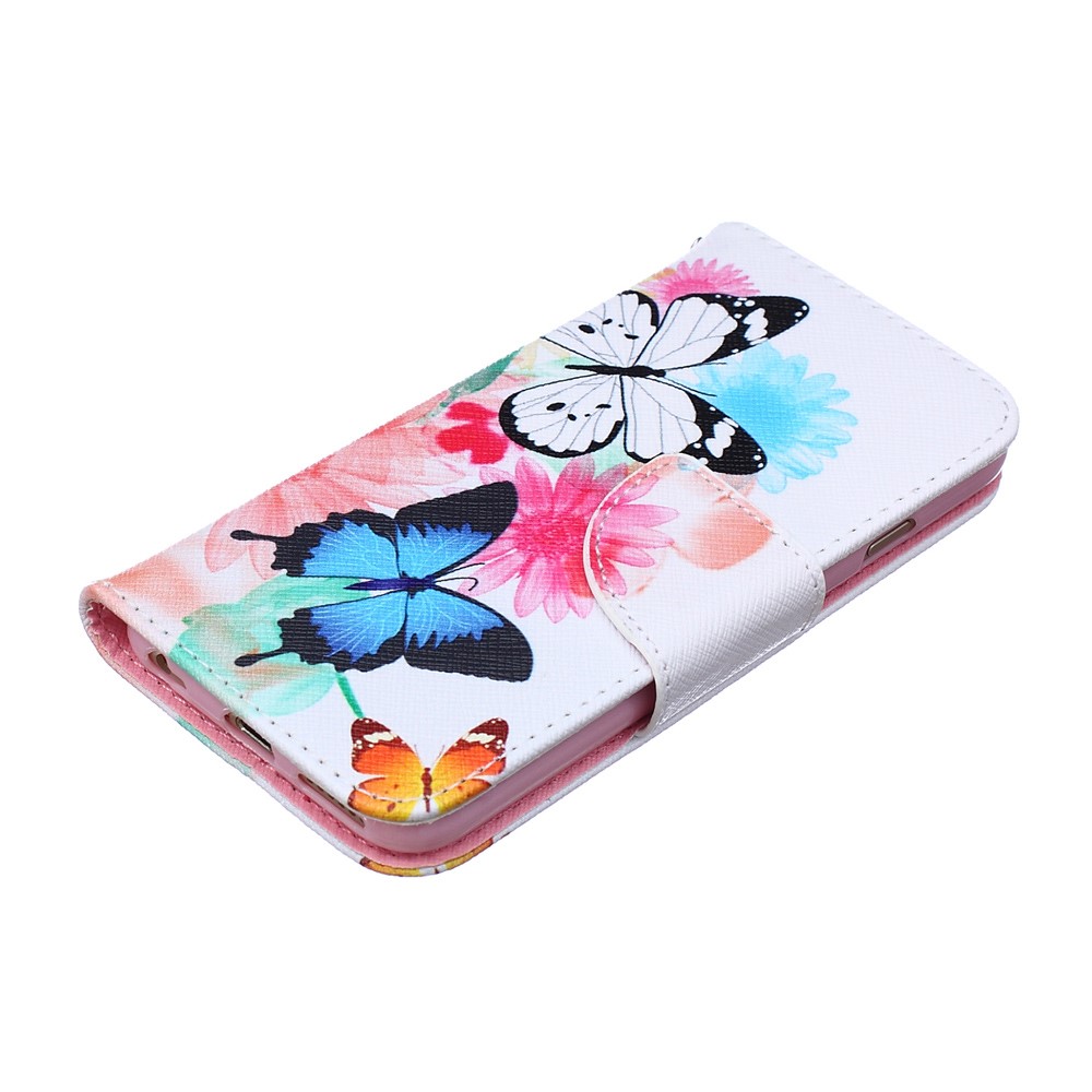 Patterned Leather Wallet Flip Cover for iPhone 6s / 6 4.7 - Colorized Flowers and Butterflies-3