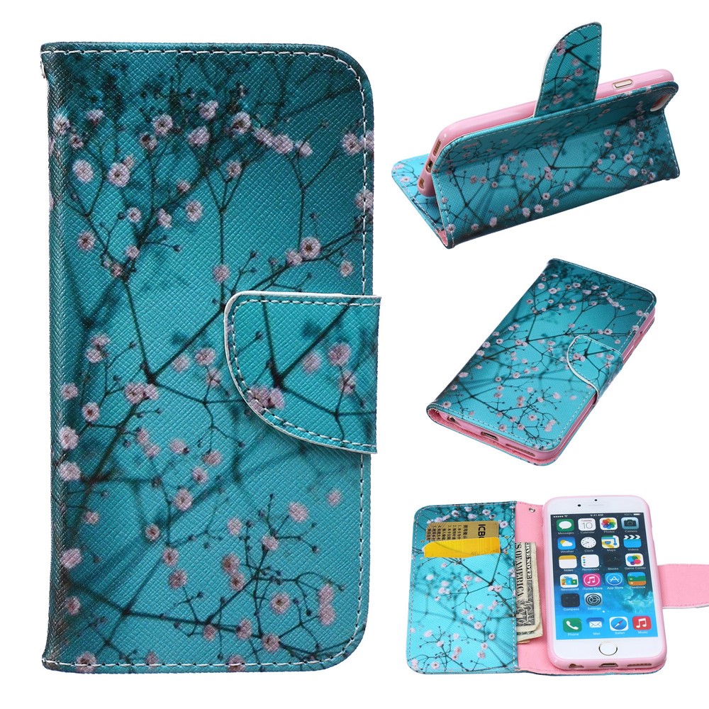 Funda de cuero con diseño de teléfono móvil para iPhone 6s / 6 4.7 - rosa florete-1