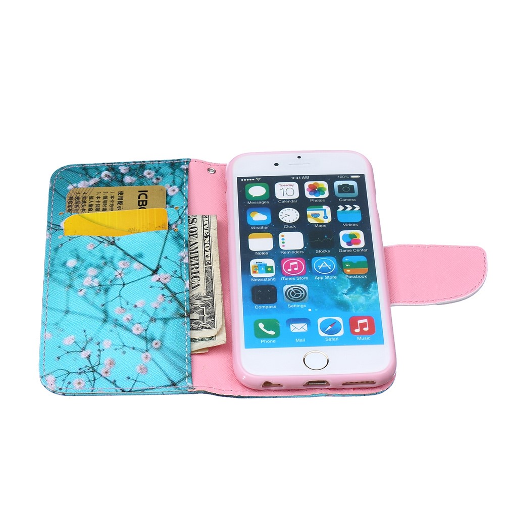 Funda de cuero con diseño de teléfono móvil para iPhone 6s / 6 4.7 - rosa florete-5