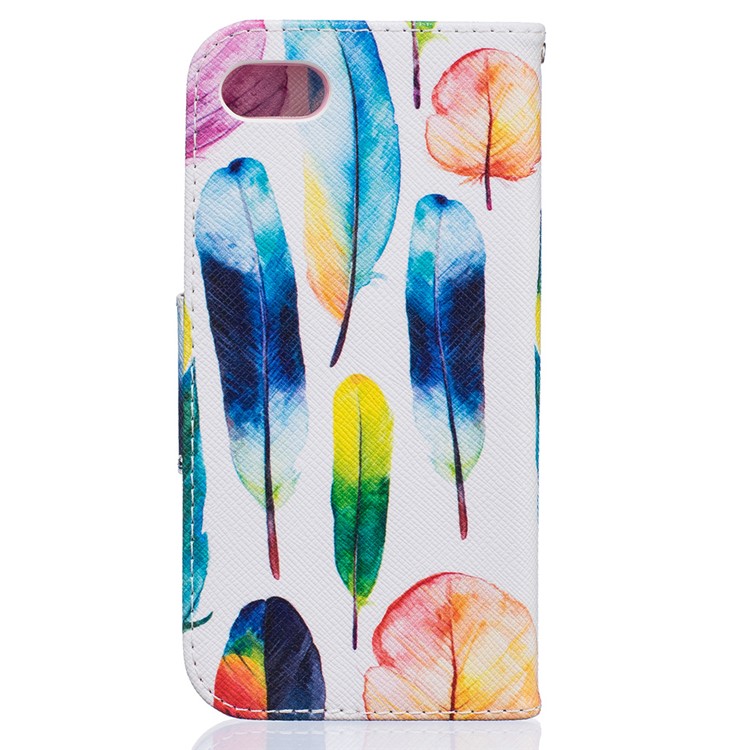 Pattern Printing Stand Leather Wallet Case for iPhone 7 4.7 inch - Colorful Feathers-2