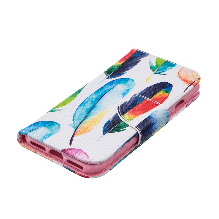 Pattern Printing Stand Leather Wallet Case for iPhone 7 4.7 inch - Colorful Feathers-3