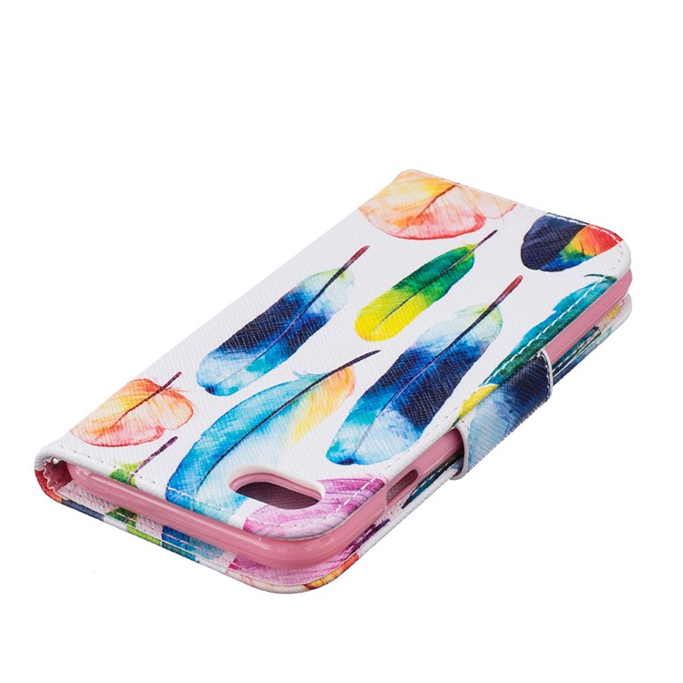 Pattern Printing Stand Leather Wallet Case for iPhone 7 4.7 inch - Colorful Feathers-4