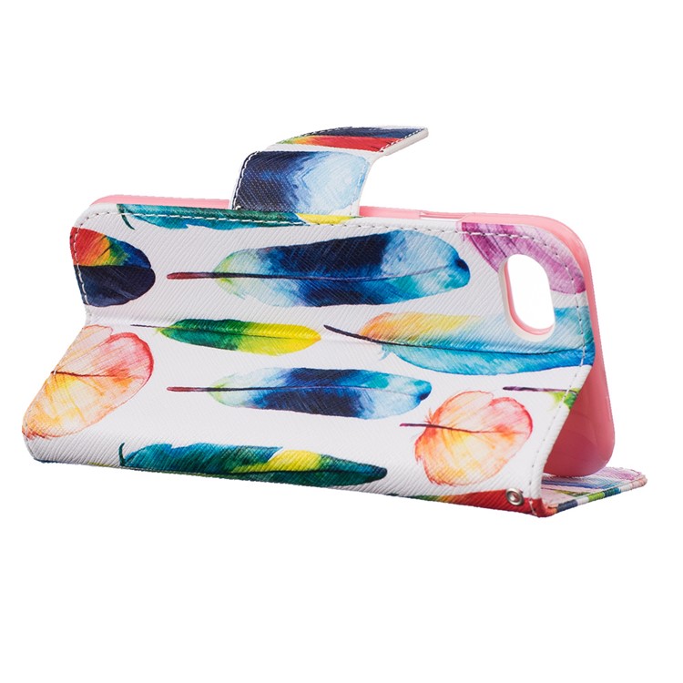 Pattern Printing Stand Leather Wallet Case for iPhone 7 4.7 inch - Colorful Feathers-5