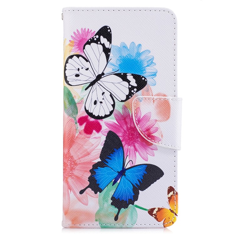 Pattern Printing Leather Wallet Cases for Huawei Enjoy 6 - Colorized Flowers and Butterflies-2