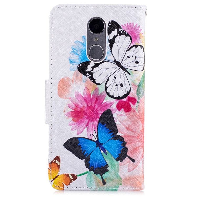 Pattern Printing Leather Wallet Cases for Huawei Enjoy 6 - Colorized Flowers and Butterflies-3