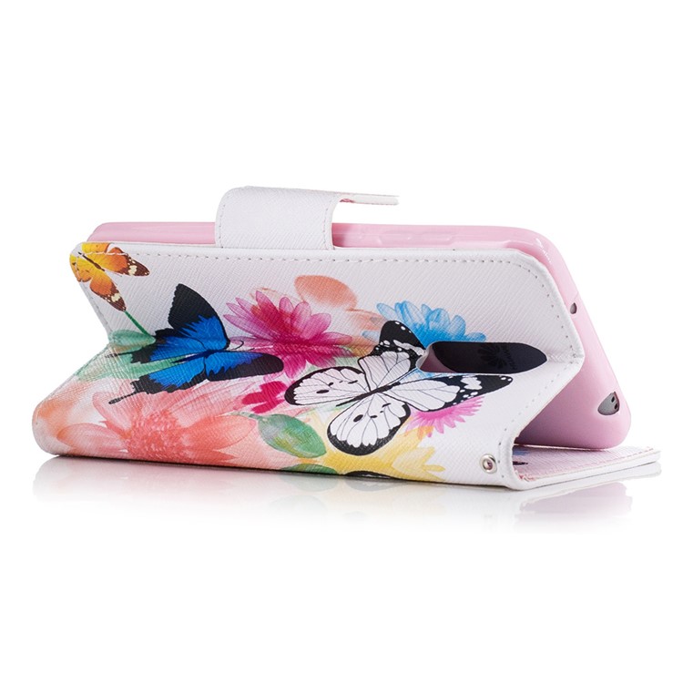 Pattern Printing Leather Wallet Cases for Huawei Enjoy 6 - Colorized Flowers and Butterflies-4