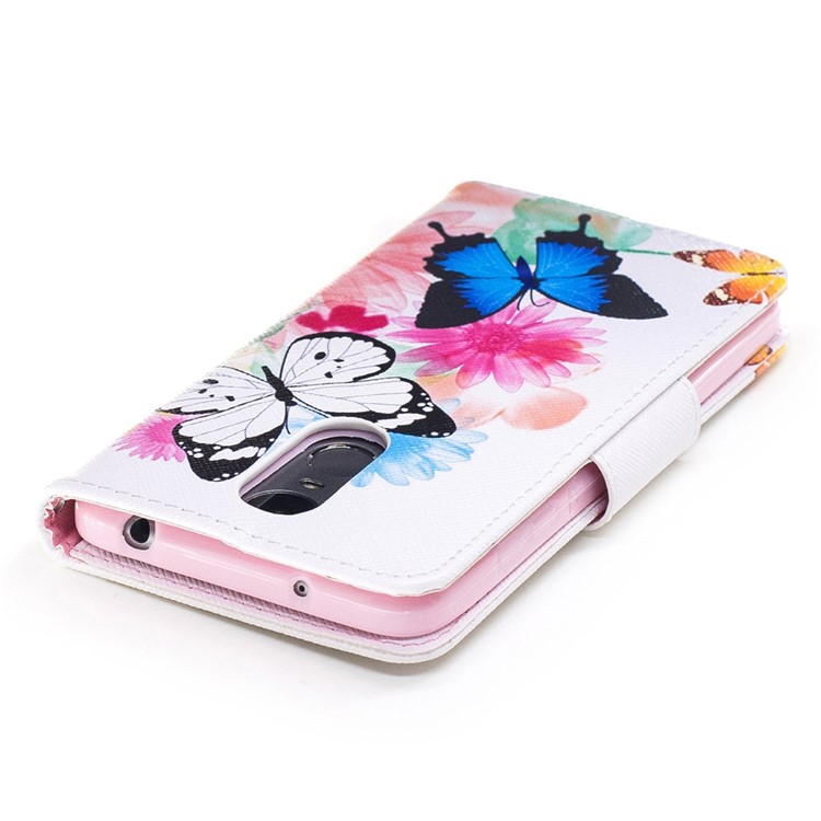 Pattern Printing Leather Wallet Cases for Huawei Enjoy 6 - Colorized Flowers and Butterflies-7