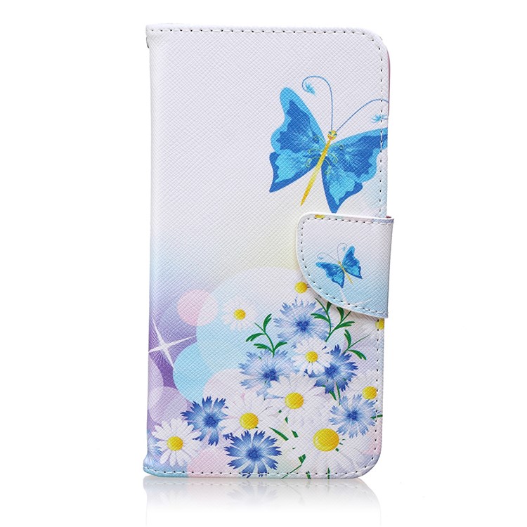 PU Leather Folio Full Protective Case with Credit Card Holder for iPhone 6s Plus / 6 Plus - Blue Butterfly-2