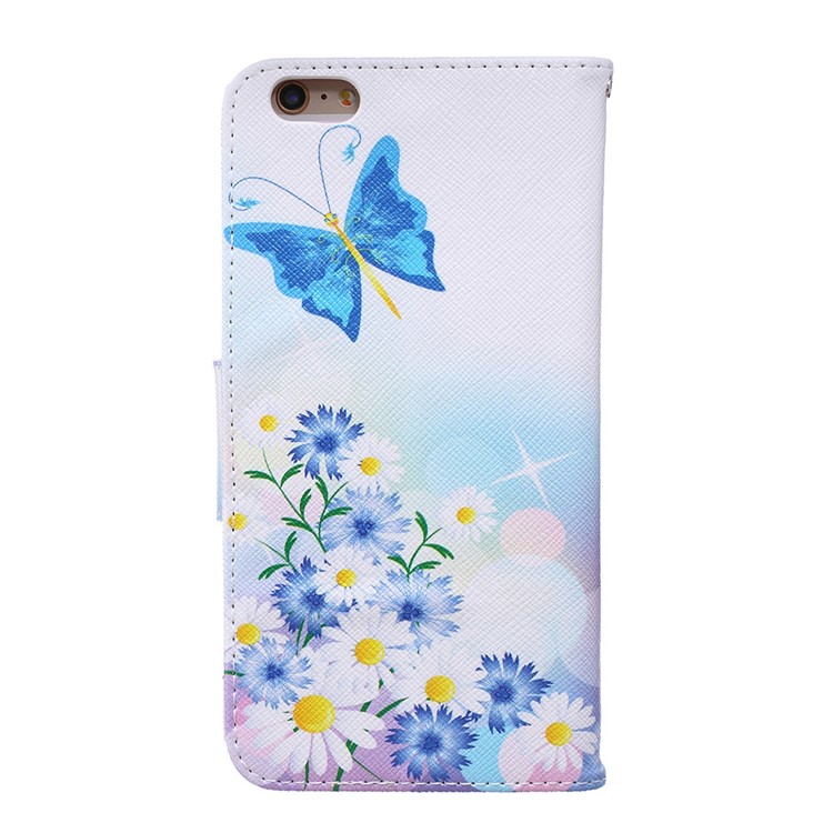 PU Leather Folio Full Protective Case with Credit Card Holder for iPhone 6s Plus / 6 Plus - Blue Butterfly-3