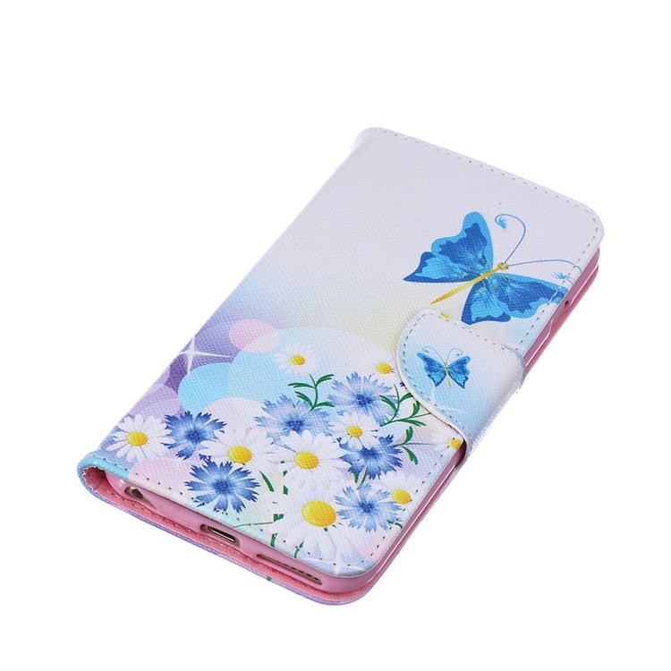 PU Leather Folio Full Protective Case with Credit Card Holder for iPhone 6s Plus / 6 Plus - Blue Butterfly-4