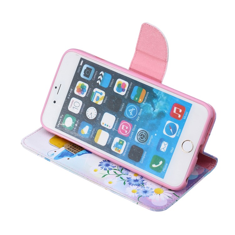 PU Leather Folio Full Protective Case with Credit Card Holder for iPhone 6s Plus / 6 Plus - Blue Butterfly-6