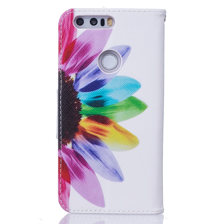 Wallet Leather Stand Case for Huawei Honor 8 - Colorful Flower-3