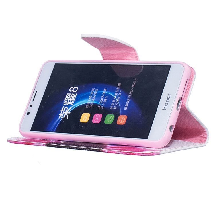Wallet Leather Stand Case for Huawei Honor 8 - Colorful Flower-5