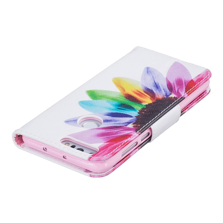 Wallet Leather Stand Case for Huawei Honor 8 - Colorful Flower-7