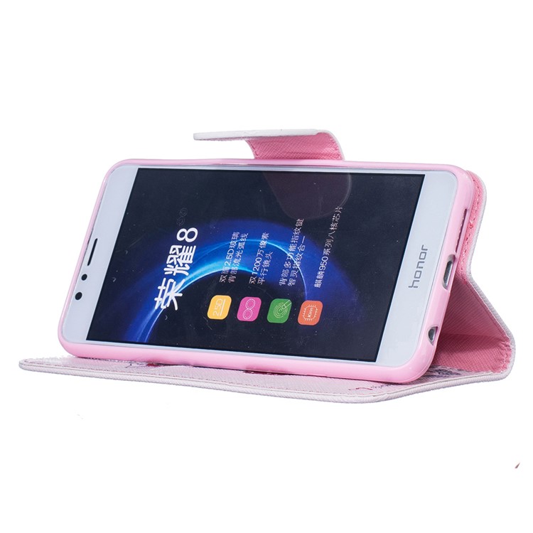 Stand Leather Wallet Case para Huawei Honra 8 - Giraffe Wearing Glasses-4