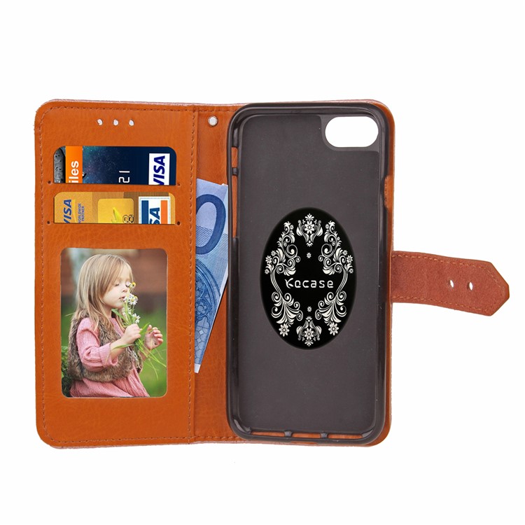 Embossed Damask Pattern Leather Wallet Stand Case for iPhone 7 4.7-inch - Black-7