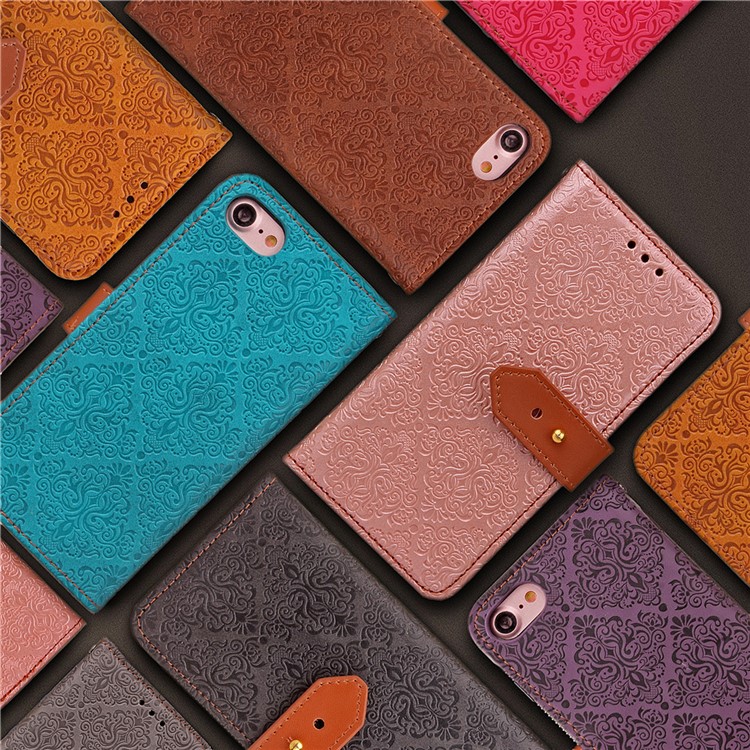 Embossed Damask Pattern PU Leather Wallet Case for iPhone 6s Plus / 6 Plus - Black-10