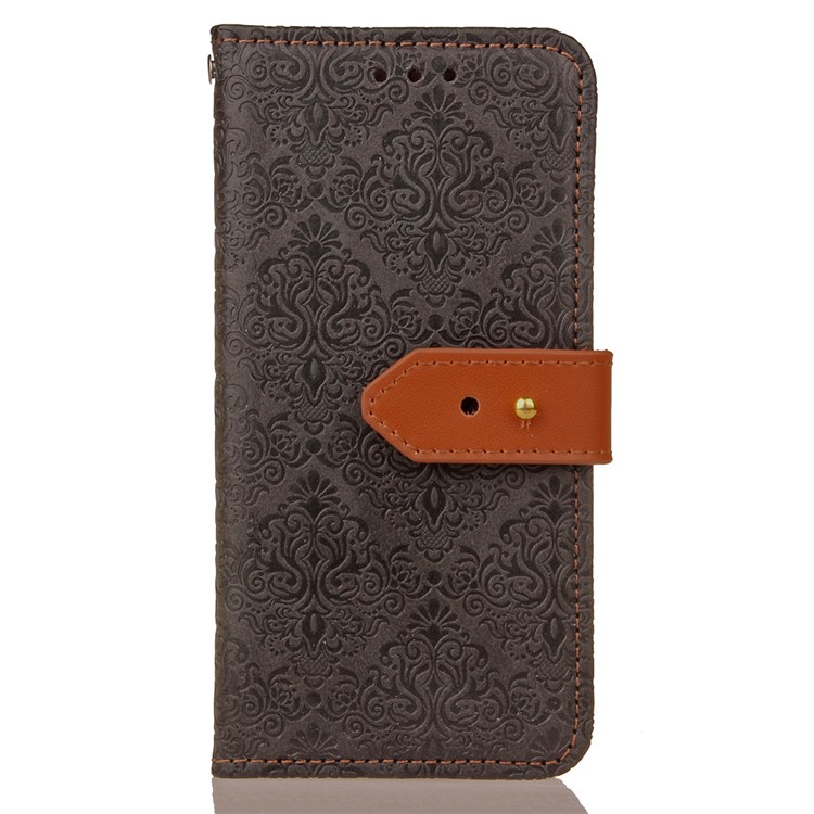 Embossed Damask Pattern PU Leather Wallet Case for iPhone 6s Plus / 6 Plus - Black-2