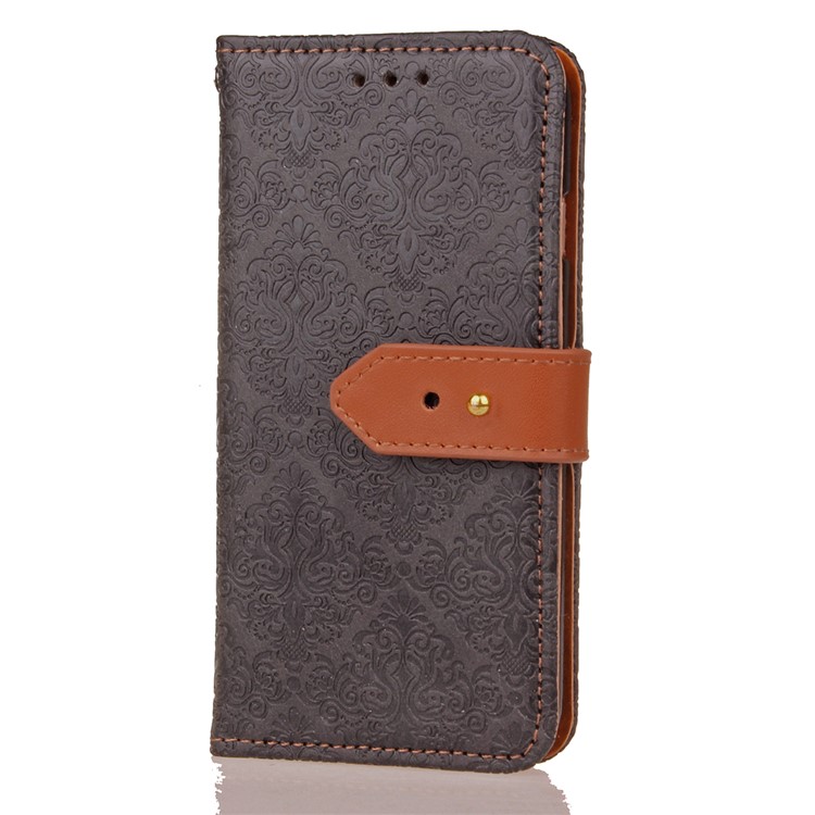 Embossed Damask Pattern PU Leather Wallet Case for iPhone 6s Plus / 6 Plus - Black-4