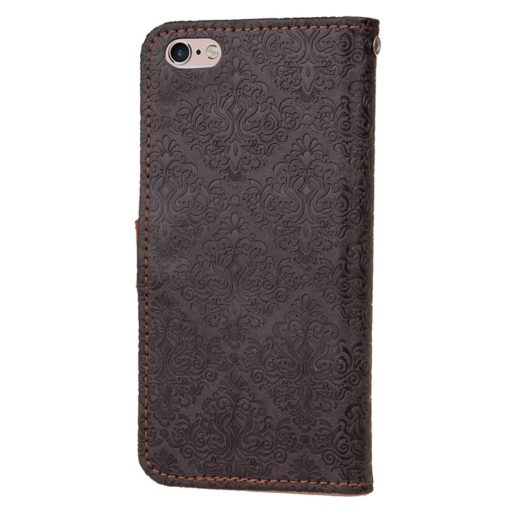 Embossed Damask Pattern PU Leather Wallet Case for iPhone 6s Plus / 6 Plus - Black-5