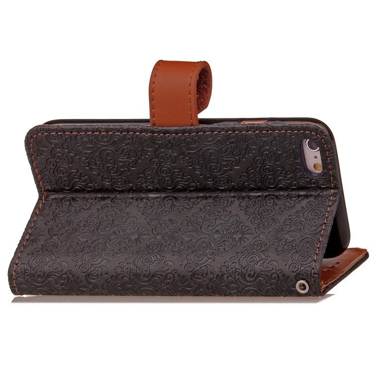 Embossed Damask Pattern PU Leather Wallet Case for iPhone 6s Plus / 6 Plus - Black-6