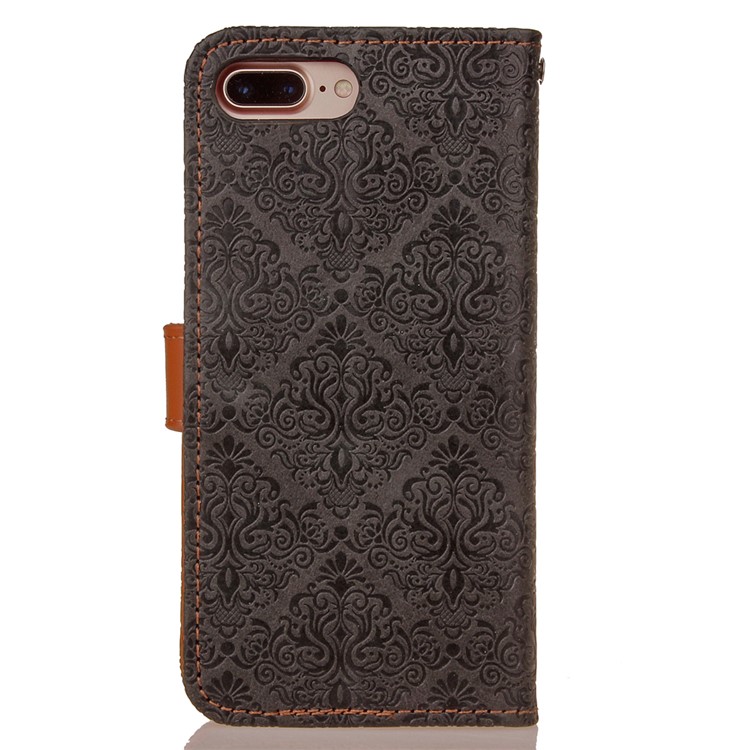 Embossed Damask Pattern PU Leather Wallet Case for iPhone 7 Plus 5.5 inch - Black-3