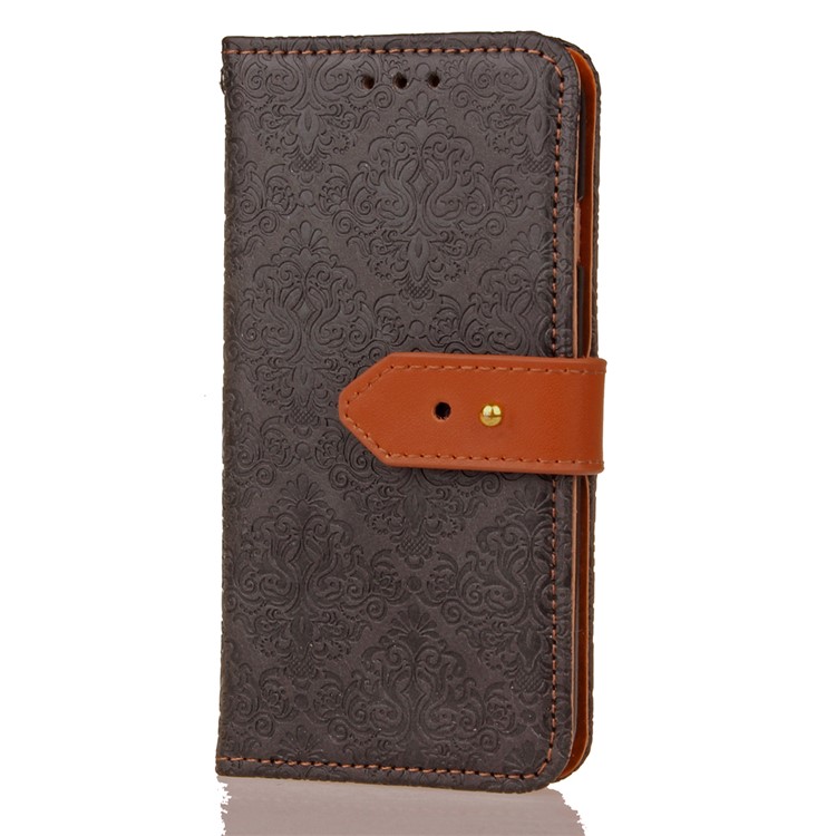 Embossed Damask Pattern PU Leather Wallet Case for iPhone 7 Plus 5.5 inch - Black-4