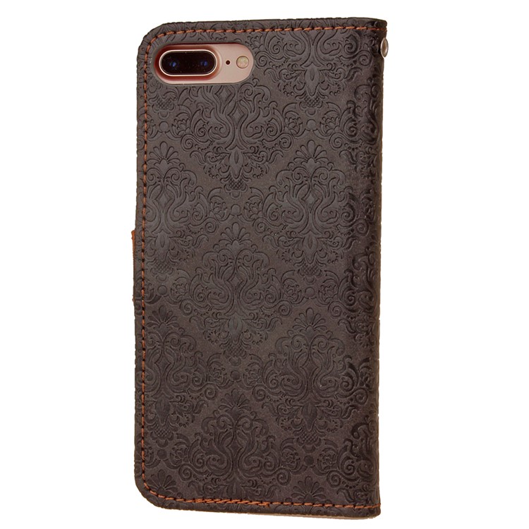 Embossed Damask Pattern PU Leather Wallet Case for iPhone 7 Plus 5.5 inch - Black-5
