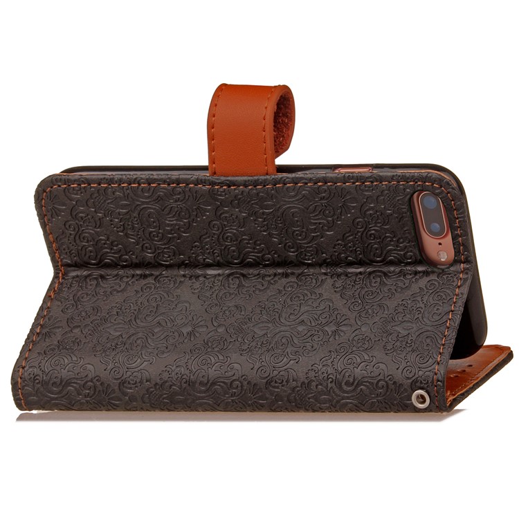 Embossed Damask Pattern PU Leather Wallet Case for iPhone 7 Plus 5.5 inch - Black-6