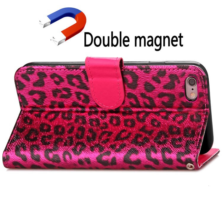 For iPhone 6s/6 4.7 Leopard Pattern Wallet Leather Case with Lanyard - Rose-7