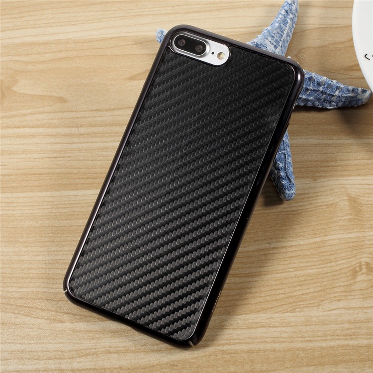 OUCASE for iPhone 7 Plus Carbon Fiber Leather Coated Plating Hard Phone Casing - Black-4