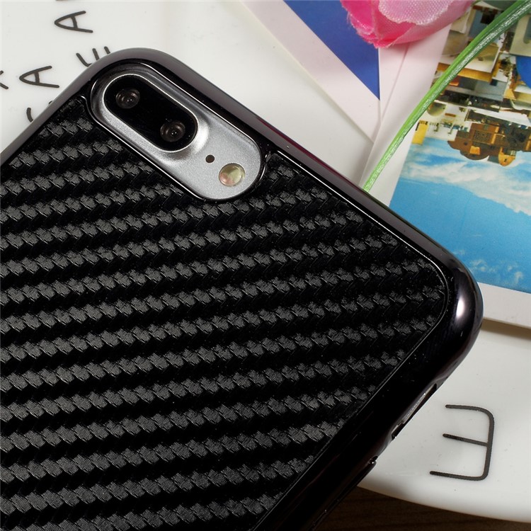 OUCASE for iPhone 7 Plus Carbon Fiber Leather Coated Plating Hard Phone Casing - Black-6