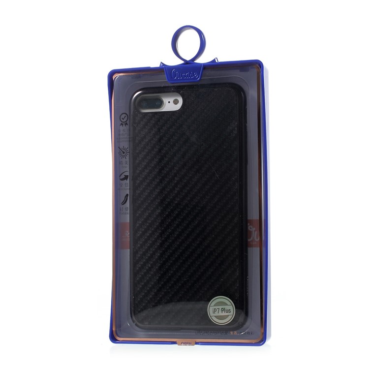 OUCASE for iPhone 7 Plus Carbon Fiber Leather Coated Plating Hard Phone Casing - Black-8