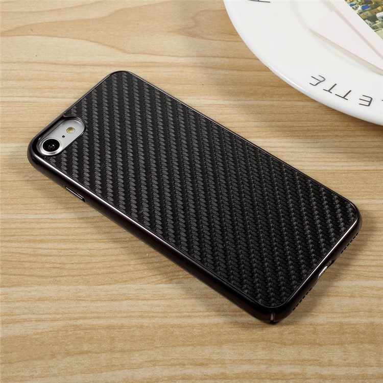 OUCASE for iPhone 7 4.7 Carbon Fiber Leather Coated Plating Hard Back Case - Black-3