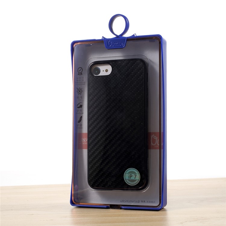 OUCASE for iPhone 7 4.7 Carbon Fiber Leather Coated Plating Hard Back Case - Black-9