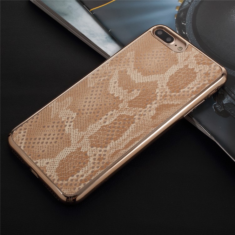 OUCASE Snake Texture Leather Coated Hard PC Phone Case for iPhone 7 Plus - Gold-1