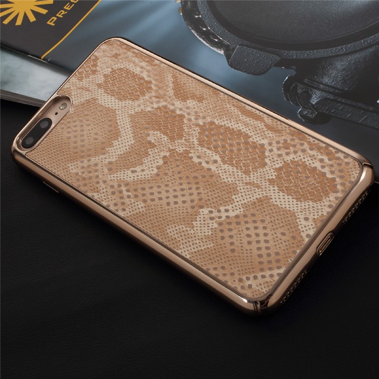 OUCASE Snake Texture Leather Coated Hard PC Phone Case for iPhone 7 Plus - Gold-3