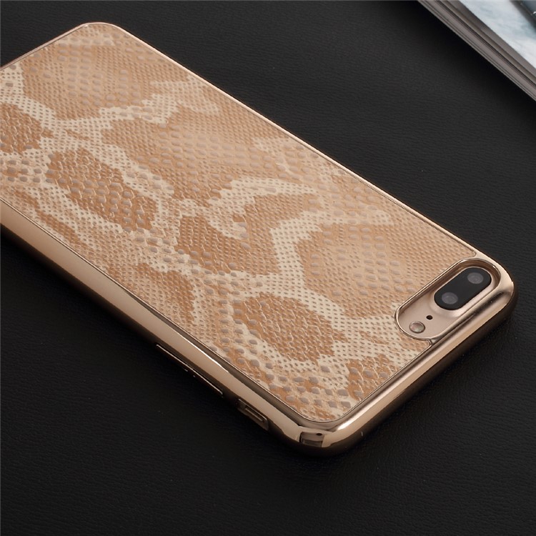 OUCASE Snake Texture Leather Coated Hard PC Phone Case for iPhone 7 Plus - Gold-4