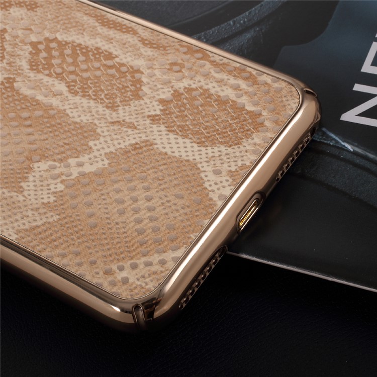 OUCASE Snake Texture Leather Coated Hard PC Phone Case for iPhone 7 Plus - Gold-5