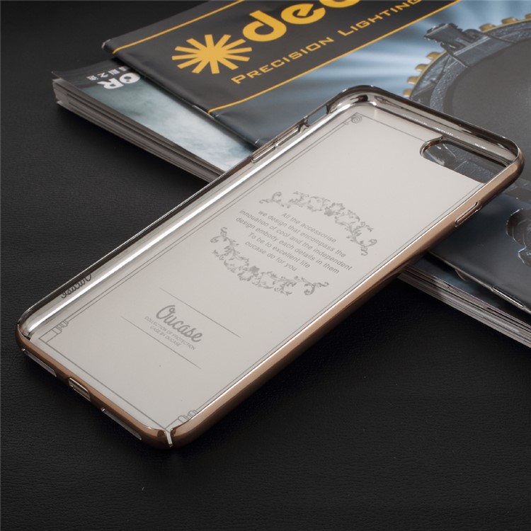 OUCASE Snake Texture Leather Coated Hard PC Phone Case for iPhone 7 Plus - Gold-7