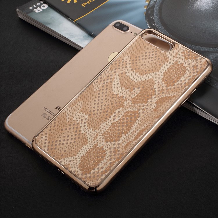 OUCASE Snake Texture Leather Coated Hard PC Phone Case for iPhone 7 Plus - Gold-8