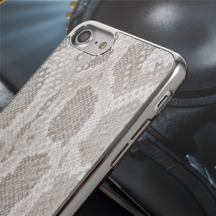 OUCASE Snake Texture Leather Coated Hard PC Phone Case for iPhone 7 4.7 inch - Silver-4