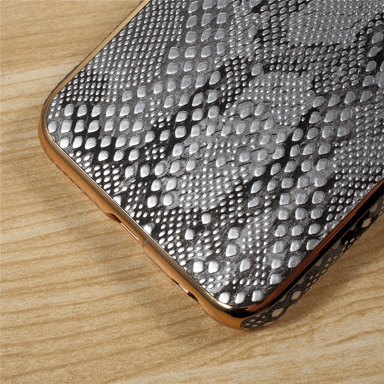 OUCASE Leather Skin Plated TPU Mobile Case with Snake Texture for iPhone 6s 6 - Black-5