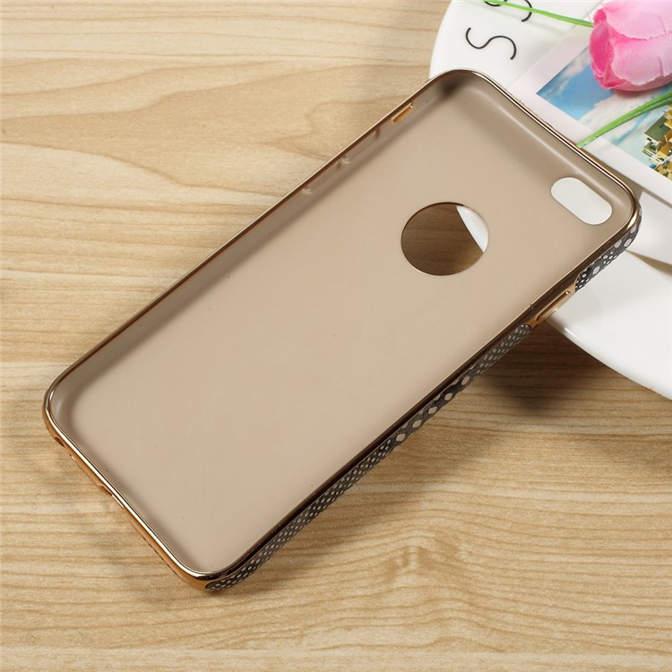 OUCASE Leather Skin Plated TPU Mobile Case with Snake Texture for iPhone 6s 6 - Black-6
