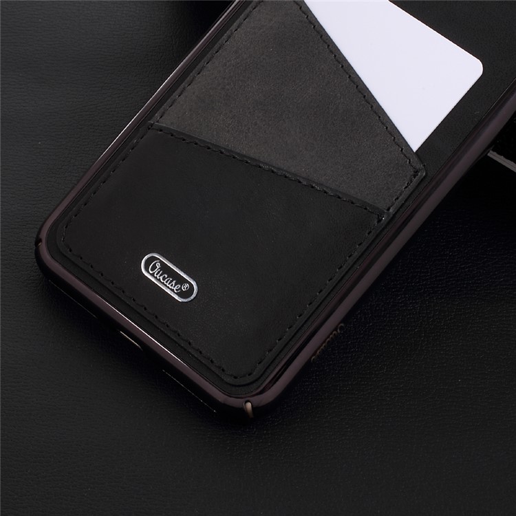 OUCASE PU Leather Coated Hard PC Cell Phone Case with Card Holder for iPhone 7 Plus - Black-8