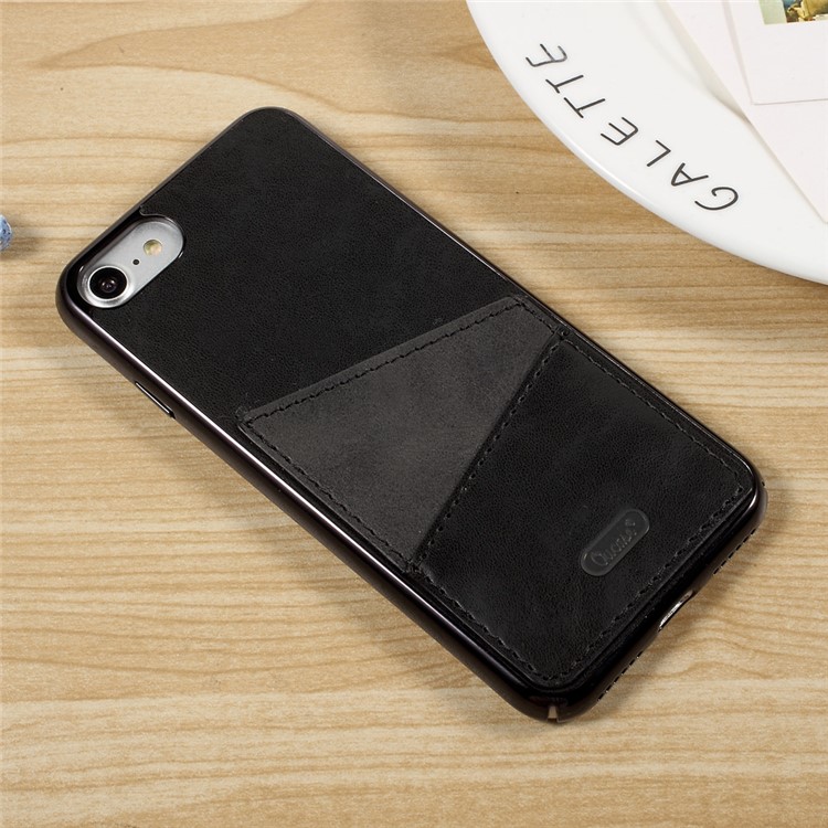 OUCASE Leather Coated Hard PC Cell Phone Case with Card Holder for iPhone 7 4.7 - Black-2