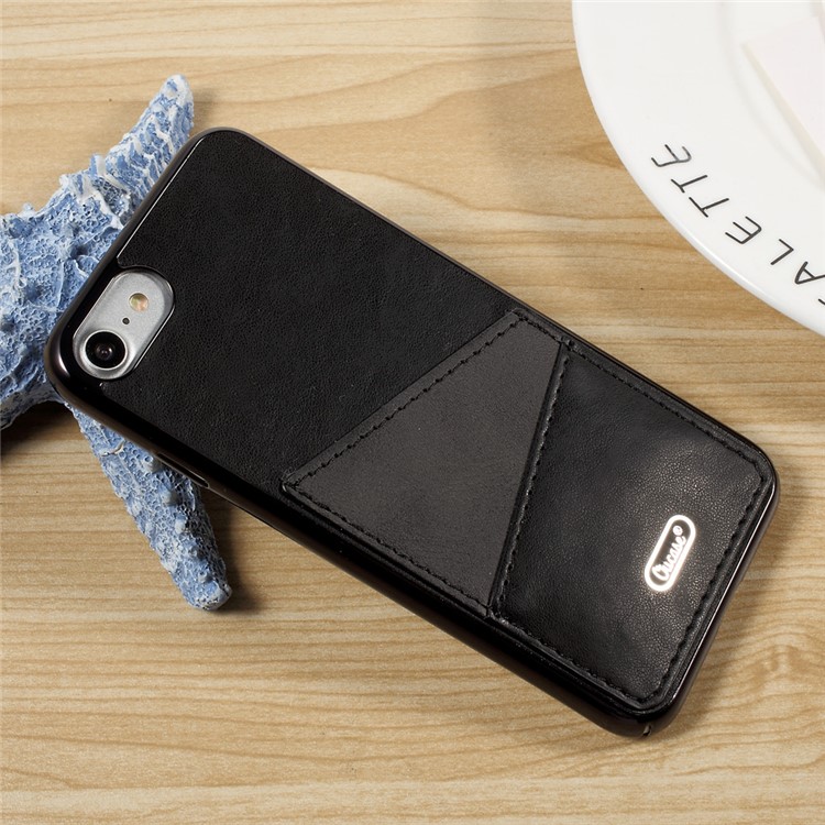 OUCASE Leather Coated Hard PC Cell Phone Case with Card Holder for iPhone 7 4.7 - Black-3