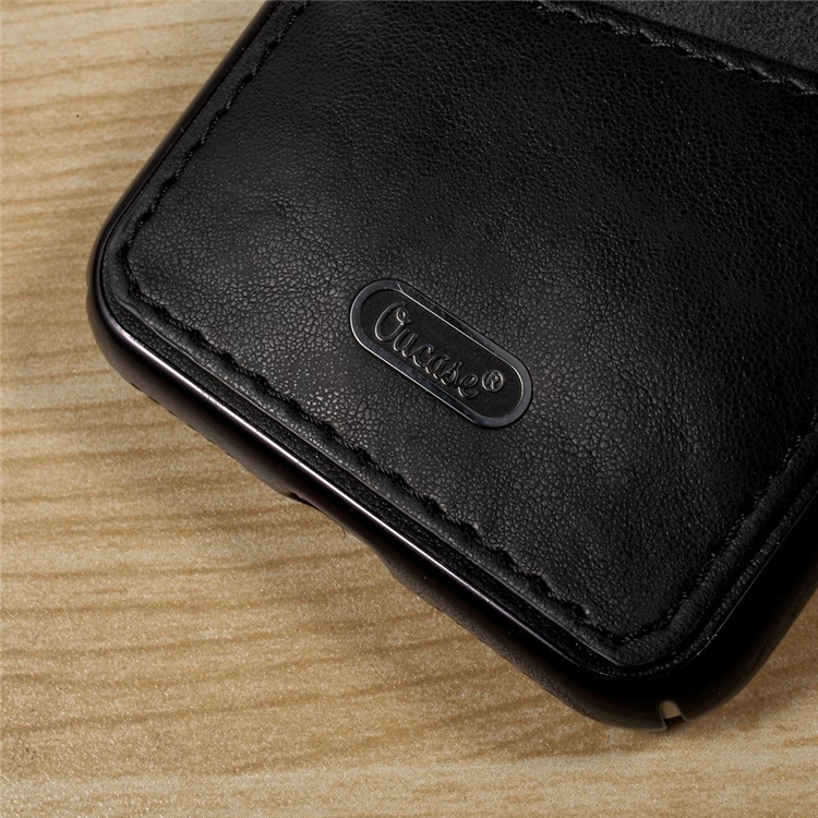 OUCASE Leather Coated Hard PC Cell Phone Case with Card Holder for iPhone 7 4.7 - Black-4